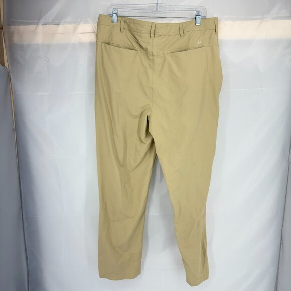 Coolibar Men 36 Performance Pants UPF 50+ Beige Khaki Stretch Straight Leg Sport - Picture 3 of 10